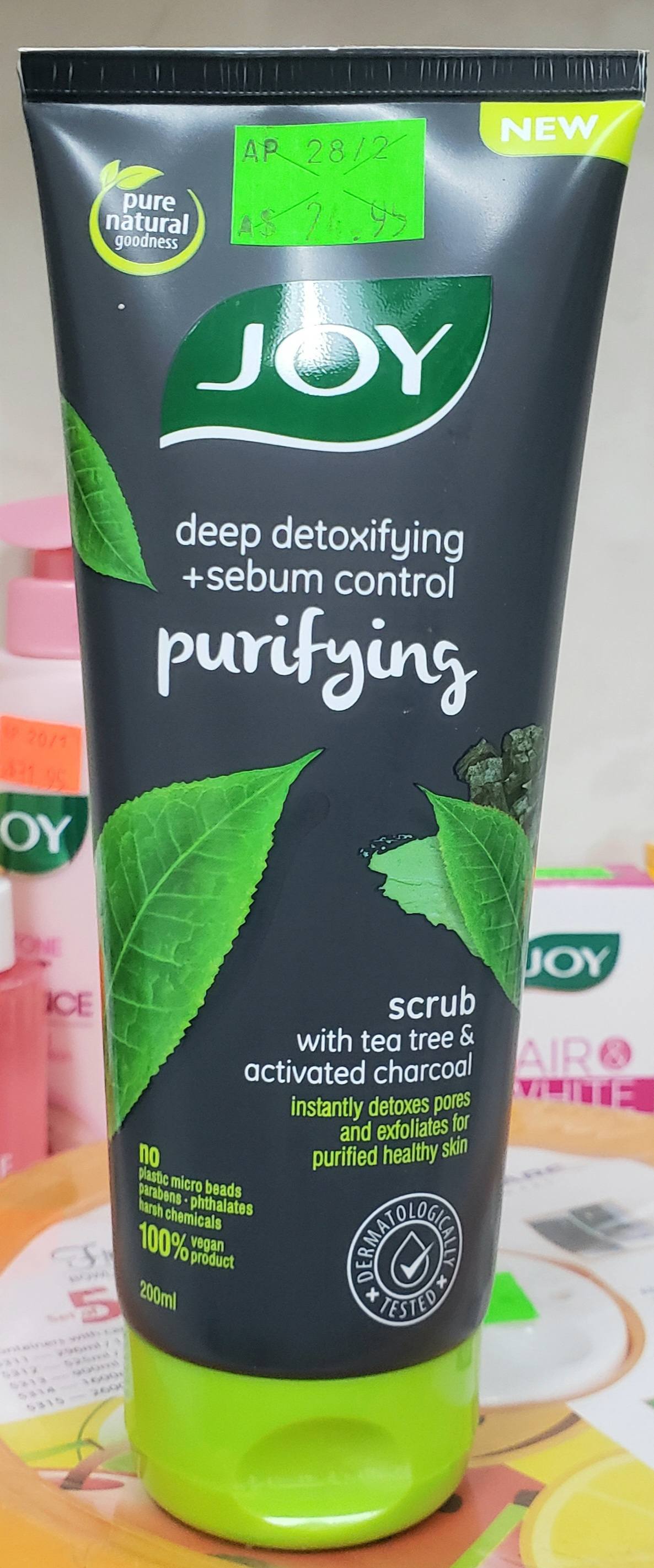 joy activated charcoal scrub