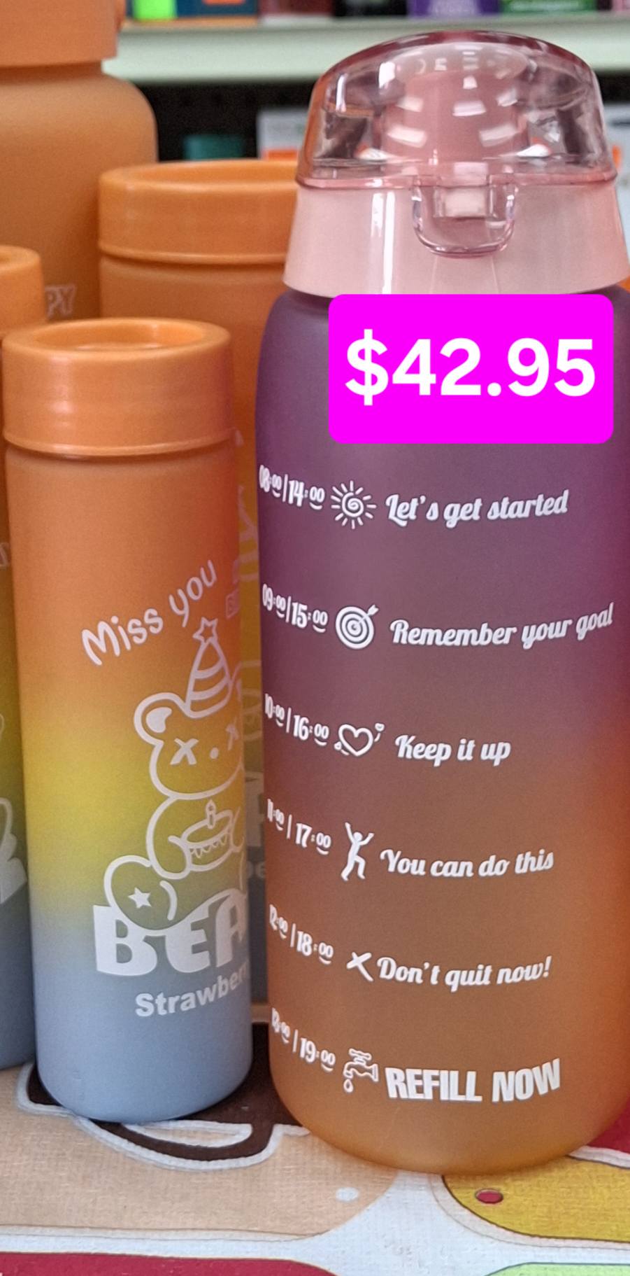 Sport/water bottle with reminders
