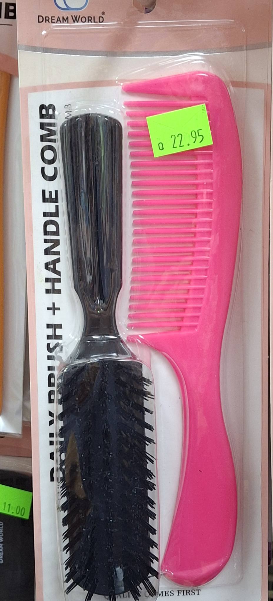 2 piece: Hairbush and handle comb