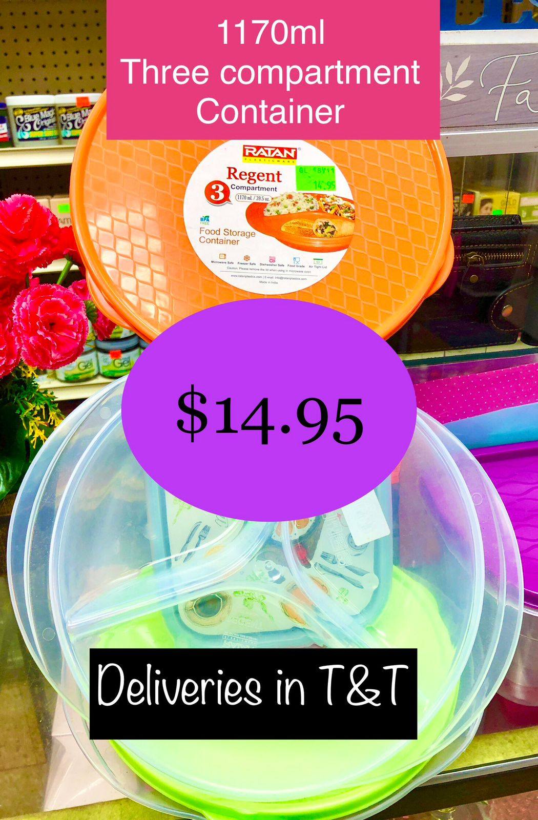 THREE COMPARMENT CONTAINER