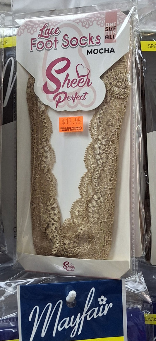 Sheer Perfect one size lace footsocks