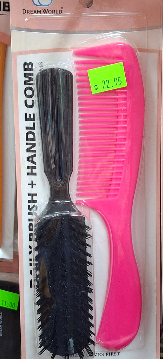 2 piece: Hairbush and handle comb
