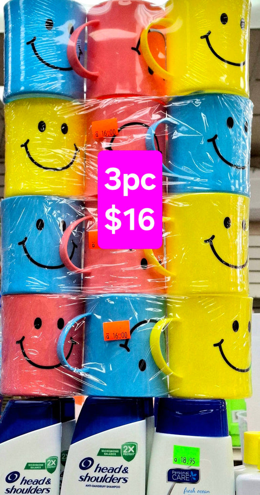 3 piece Smiley face cups