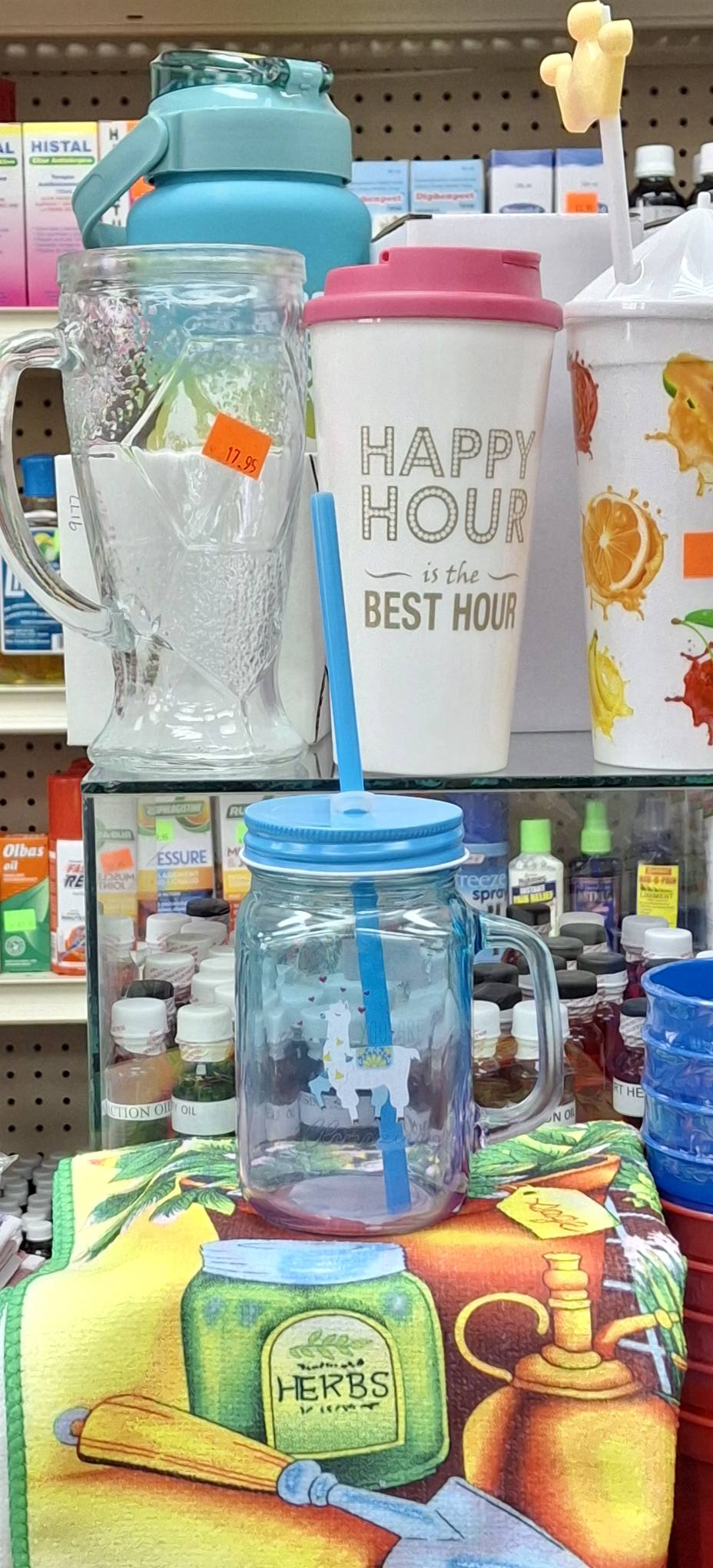 GLASS MUG WITH LID AND STRAW